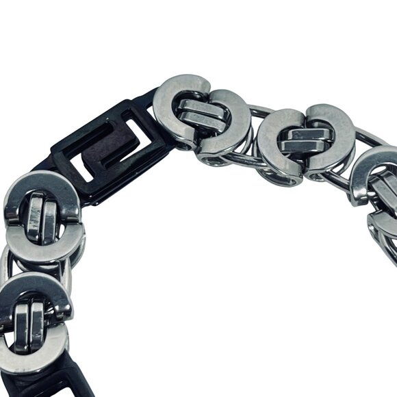 Vintage Chunky Stainless Steel Woman's Byzantine Box Link Bracelet 8” (5919) - Picture 5 of 7